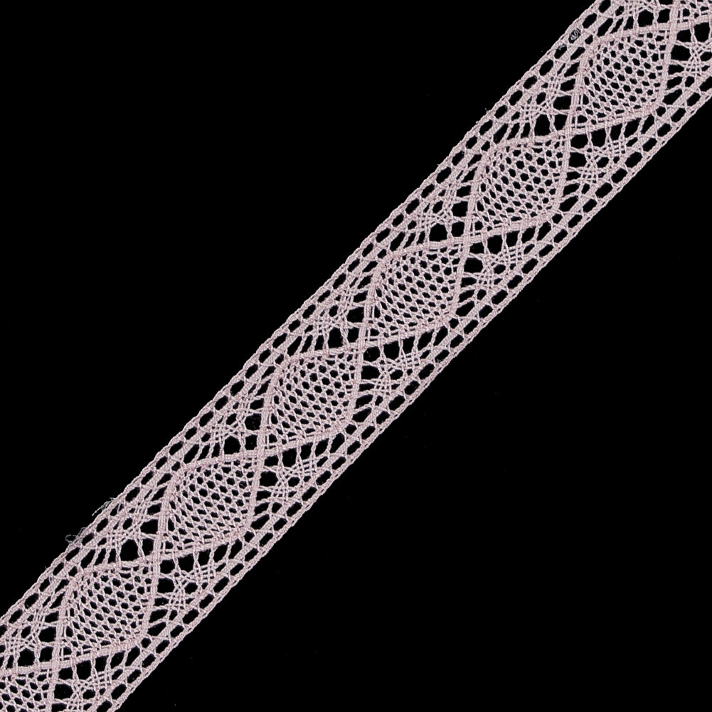 European Pink Diamonds Crochet Lace Cotton Trimming - 3/4" Detail