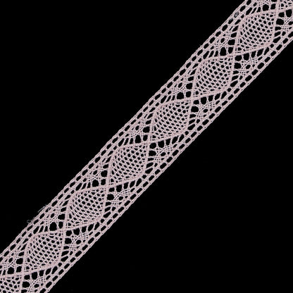 European Pink Diamonds Crochet Lace Cotton Trimming - 3/4" Detail