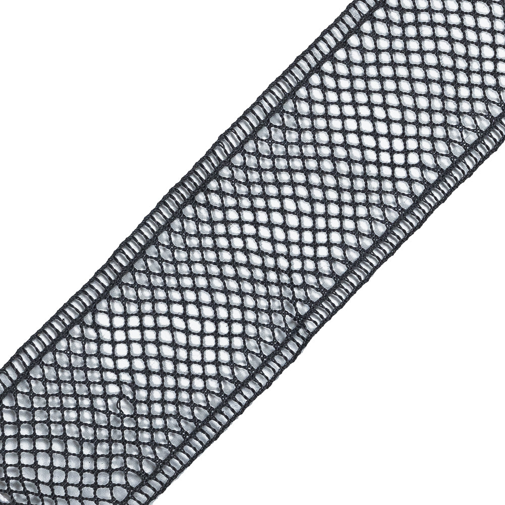 Charcoal European Cotton Crochet Trim - 1.5 - Detail