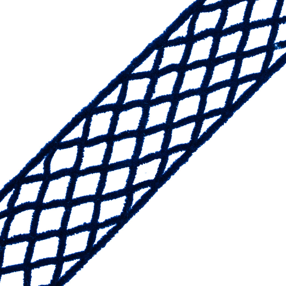 Navy Criss Cross Chenille Trim - 1.5" Detail