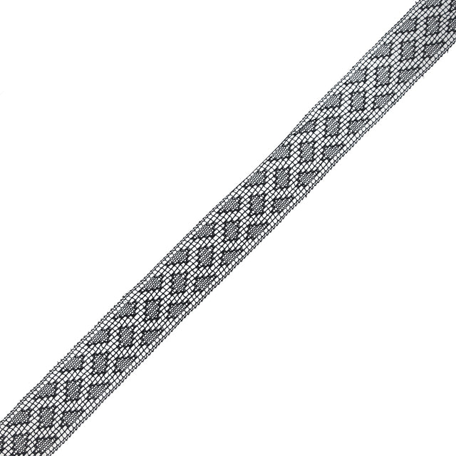Black European Cotton Crochet Lace Trim - 1