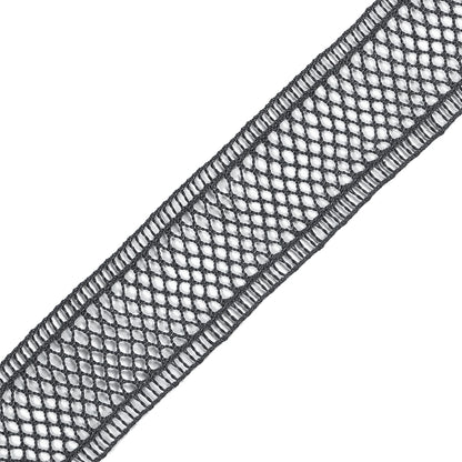 Charcoal European Cotton Crochet Trim - 1" Detail