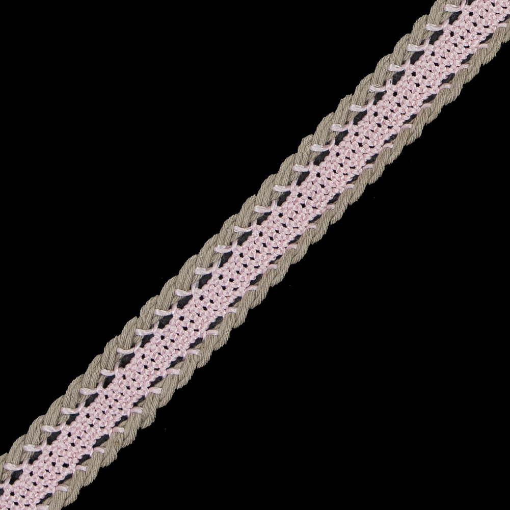 Pink and Beige European Crochet Trim - 0.5 - Detail