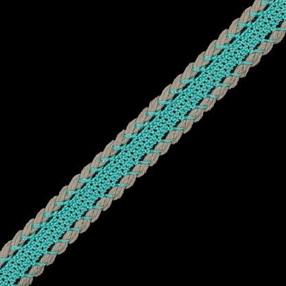 Teal and Beige European Crochet Trim - 0.5" Detail