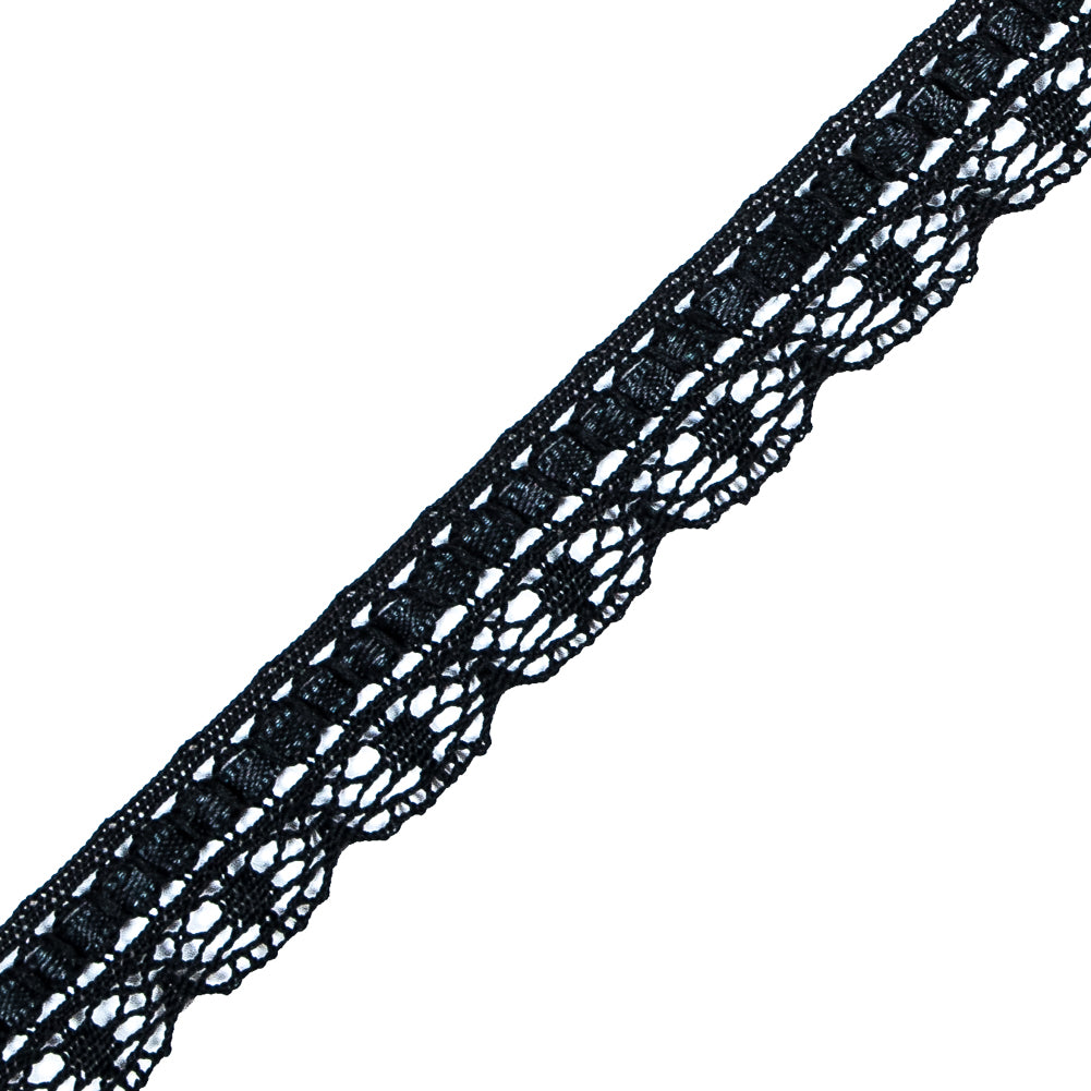Black European Crochet Trim - 0.75" Detail