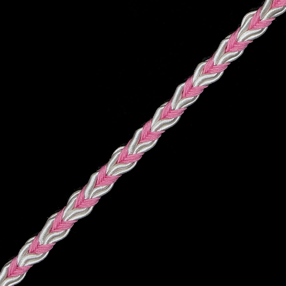 Light Pink and White Two-Tone Braided Trim - 0.25 - Detail