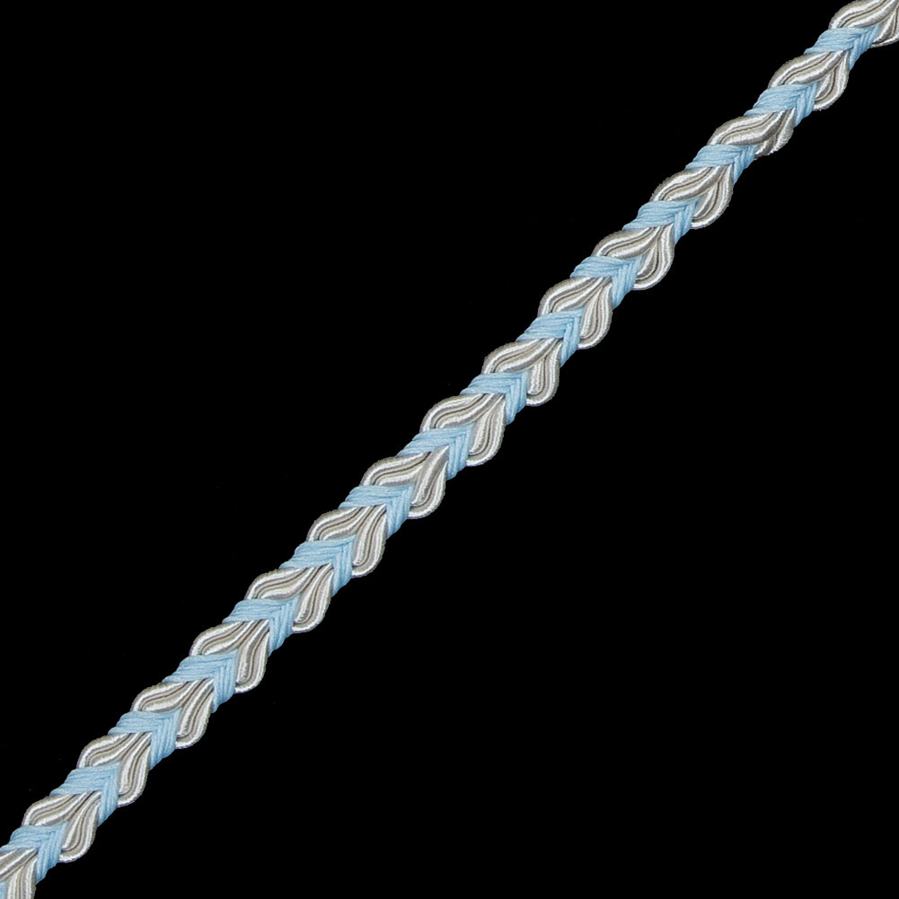 Light Blue and White Two-Tone Braided Trim - 0.25" Detail