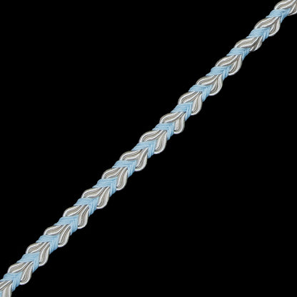 Light Blue and White Two-Tone Braided Trim - 0.25" Detail