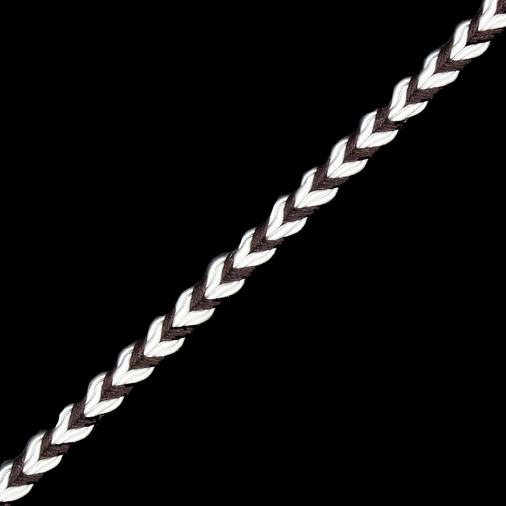 Brown and White Two-Tone Braided Trim - 0.25 - Detail