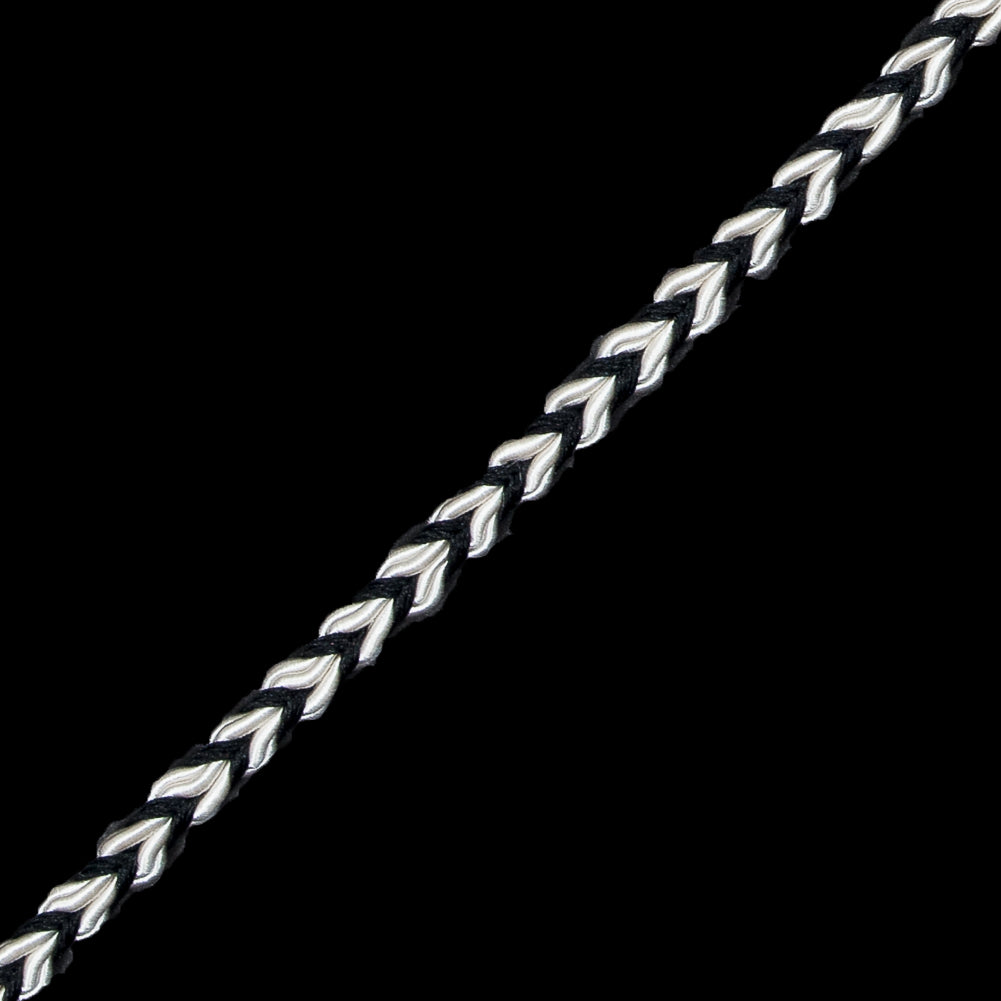 Black and White Two-Tone Braided Trim - 0.25 - Detail
