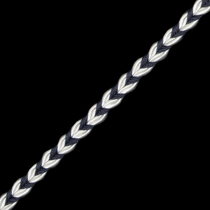 Charcoal and White Two-Tone Braided Trim - 0.25" Detail