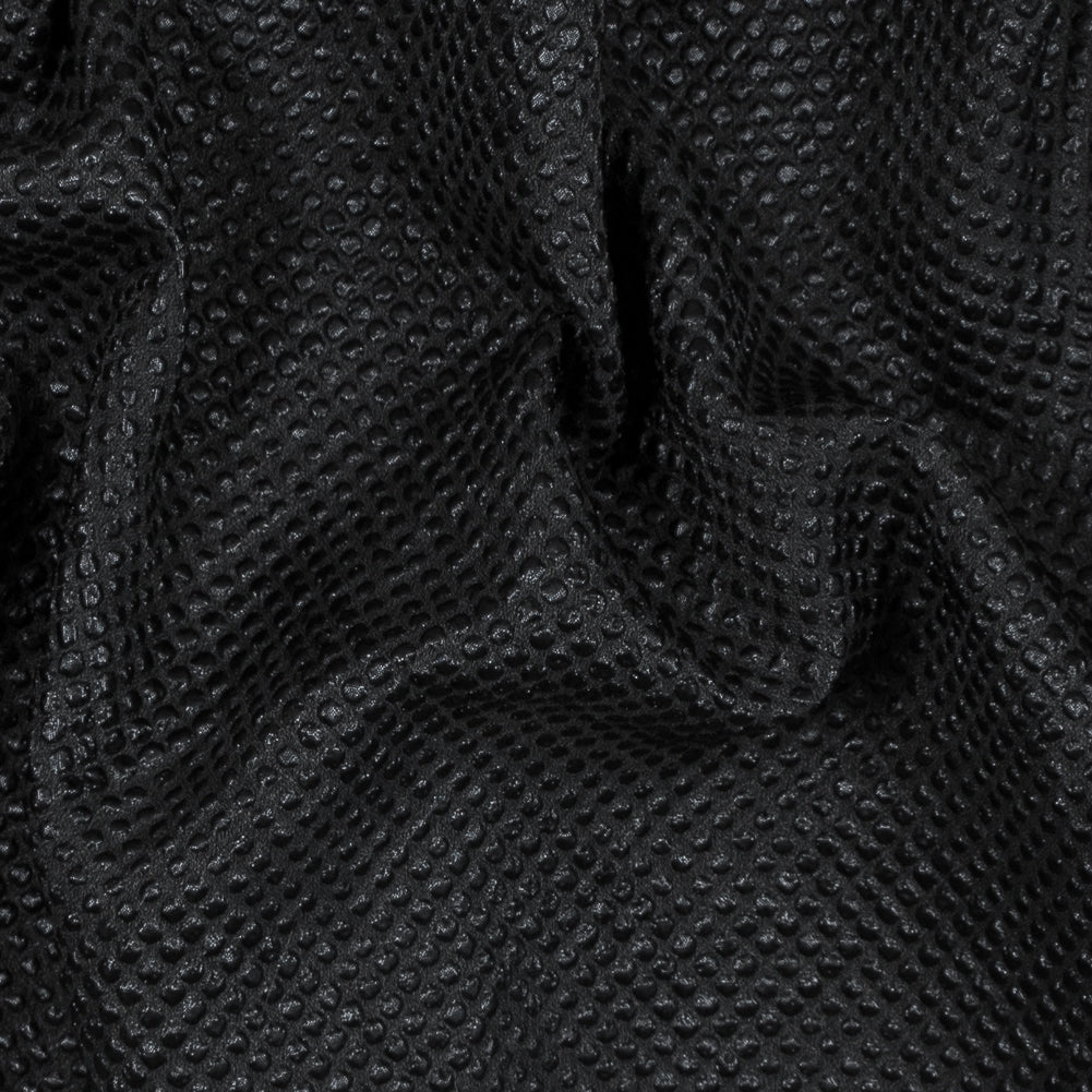 Metallic Black and Navy Diamond Quilted Brocade