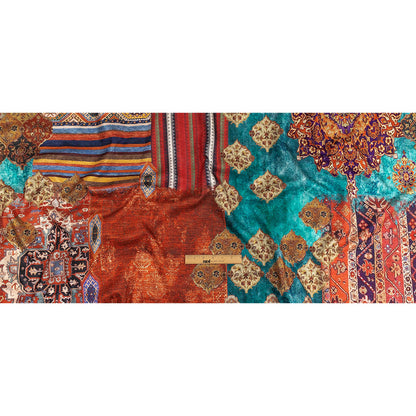 Pink, Orange and Teal Geometric Printed Polyester Chenille Full