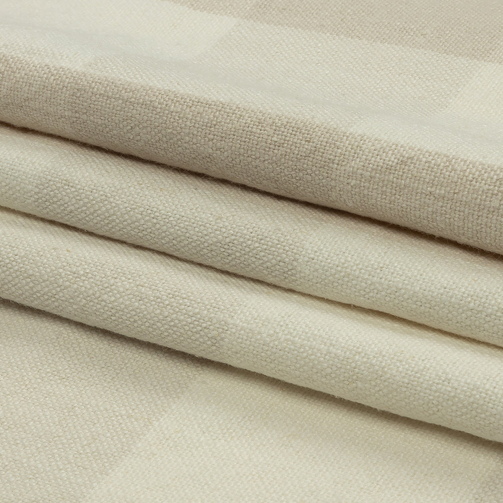 Beige and Cream Buffalo Check Linen and Cotton Woven - Folded