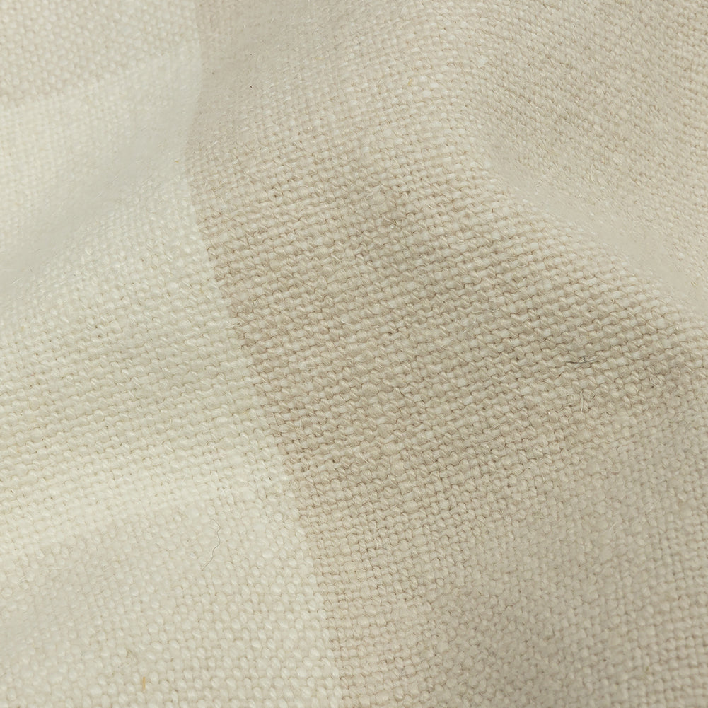 Beige and Cream Buffalo Check Linen and Cotton Woven - Detail