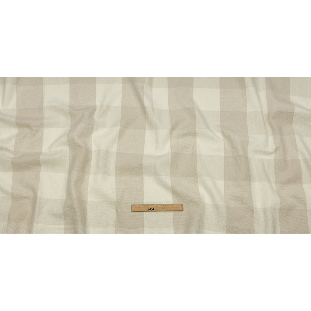 Beige and Cream Buffalo Check Linen and Cotton Woven - Full