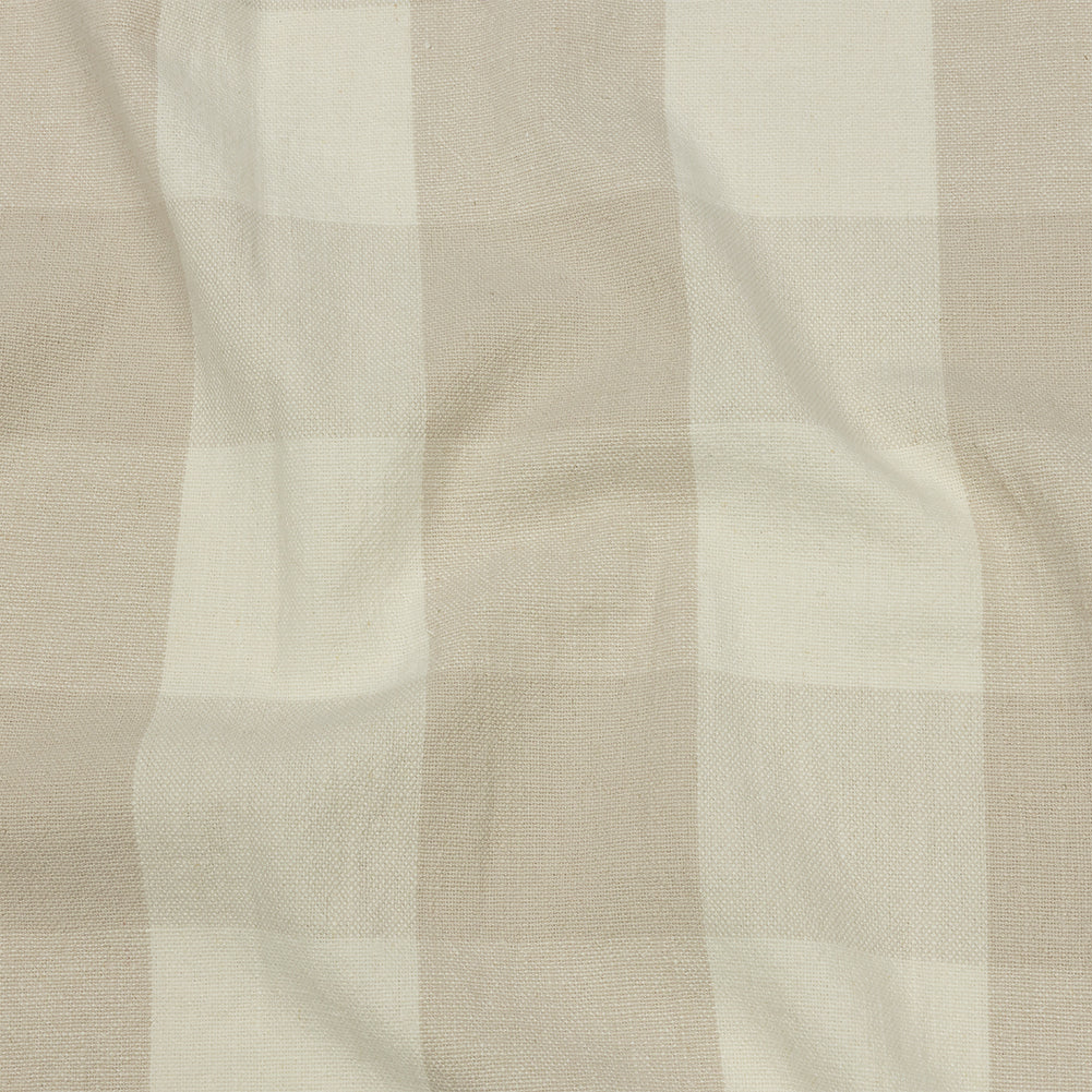 Beige and Cream Buffalo Check Linen and Cotton Woven