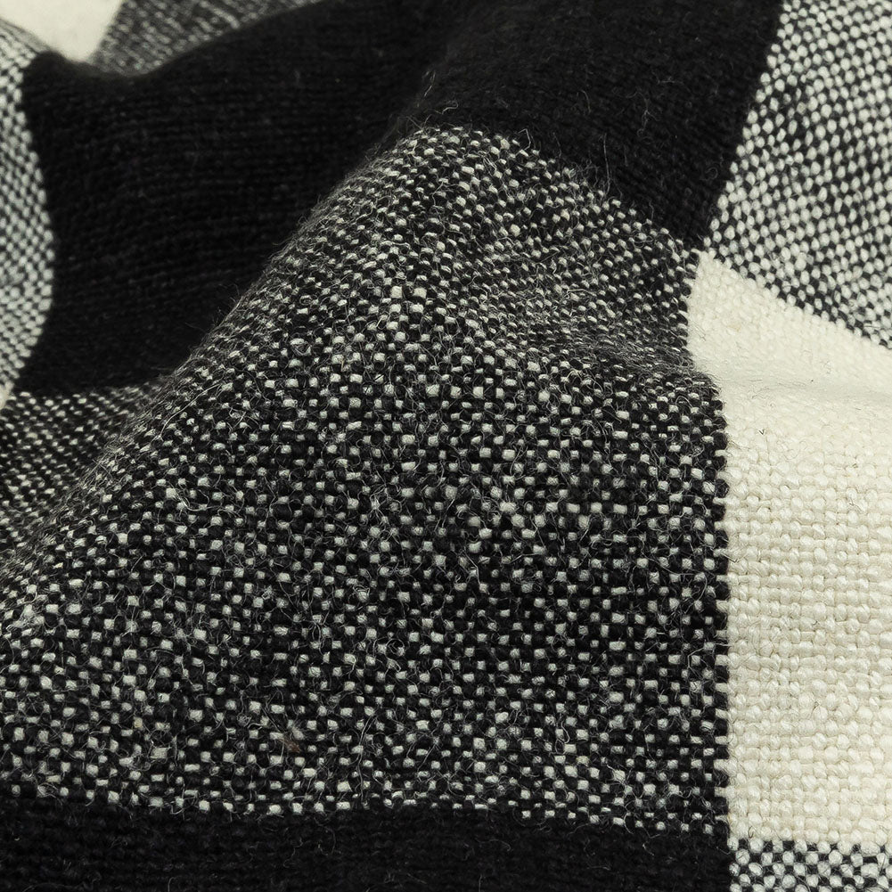 Black and Jet Stream Buffalo Check Linen and Cotton Woven - Detail