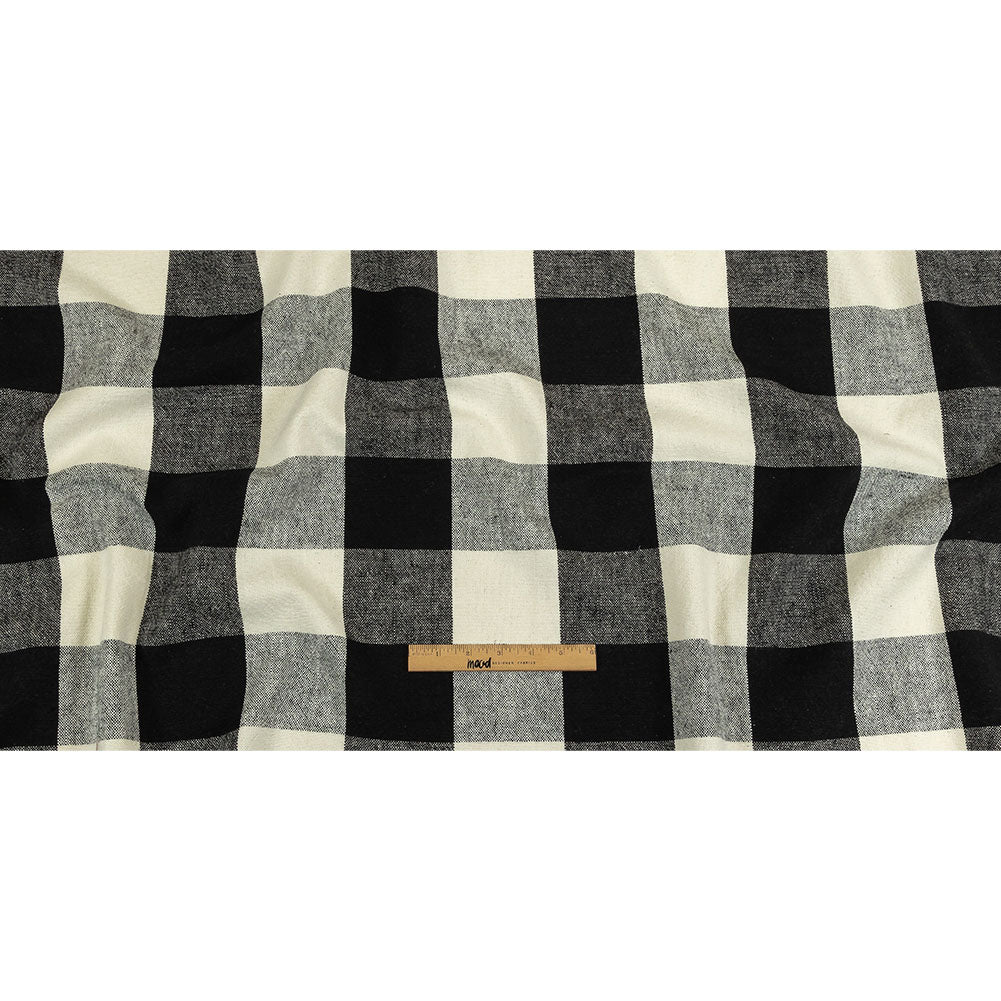 Black and Jet Stream Buffalo Check Linen and Cotton Woven - Full