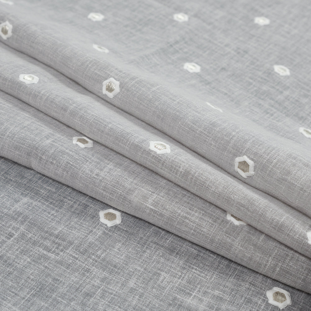 Fog Sheer Embroidered Cotton and Polyester Voile - Folded