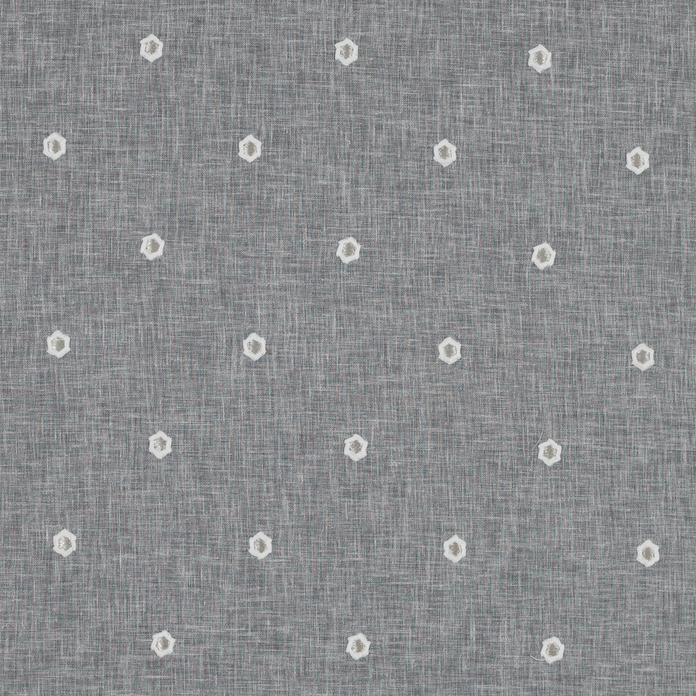 Fog Sheer Embroidered Cotton and Polyester Voile