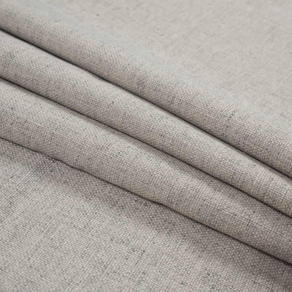 Silver and Beige Polyester Basketwoven Tweed - Folded