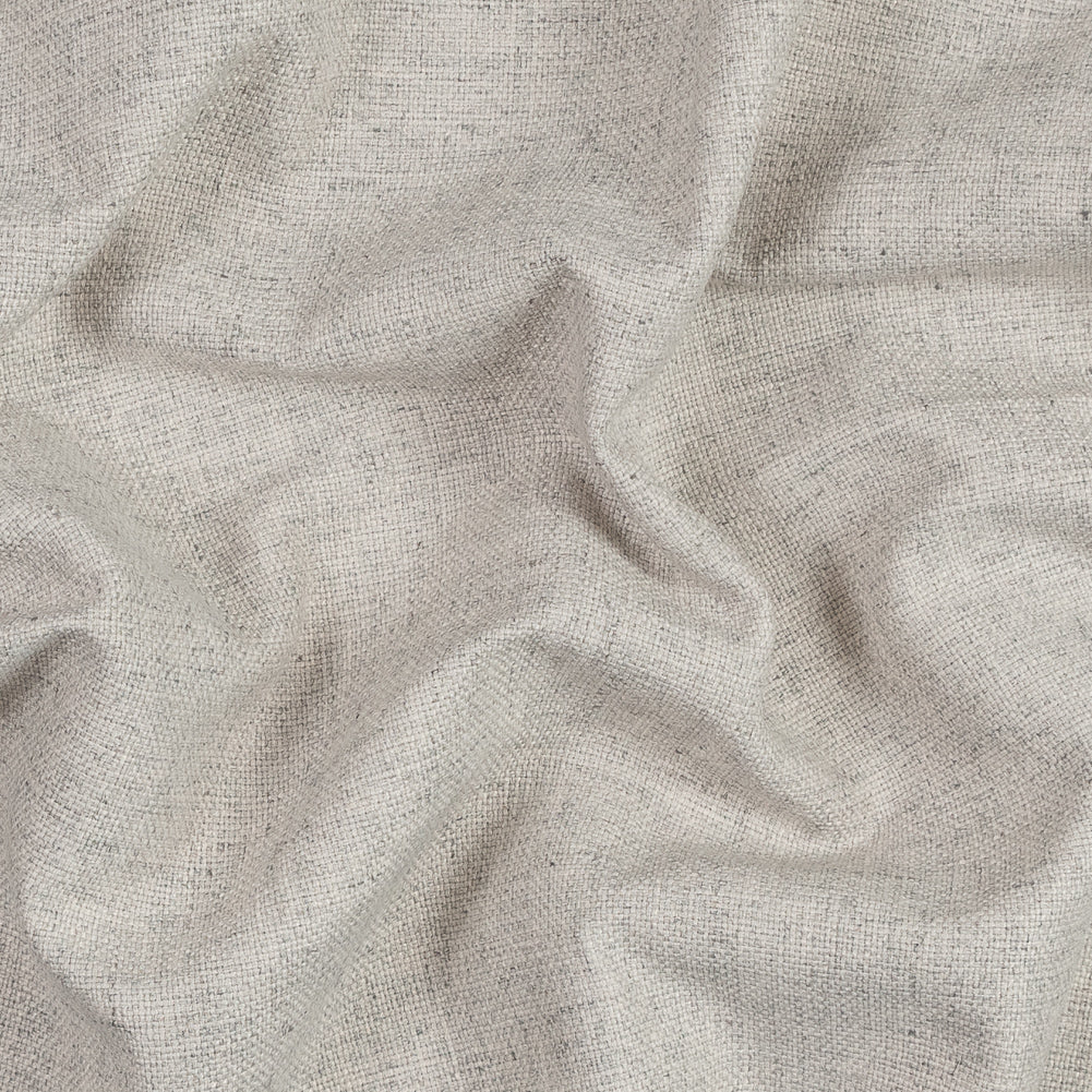 Silver and Beige Polyester Basketwoven Tweed