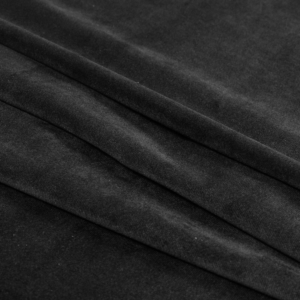 Ultra Black Creamy Polyester Velvet Folded