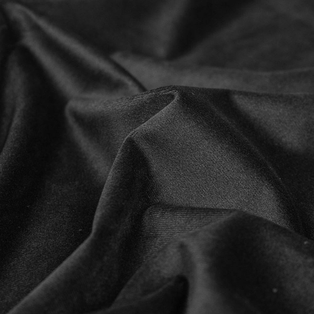 Ultra Black Creamy Polyester Velvet Detail
