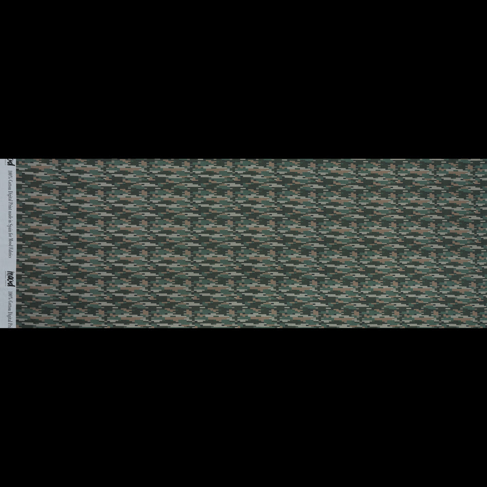 European Green Geometric Cotton Poplin - Folded