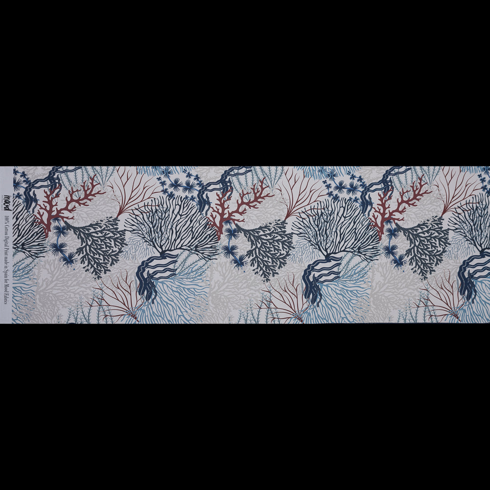 European Parisian Night and Mahogany Coral Reef Cotton Poplin - Folded