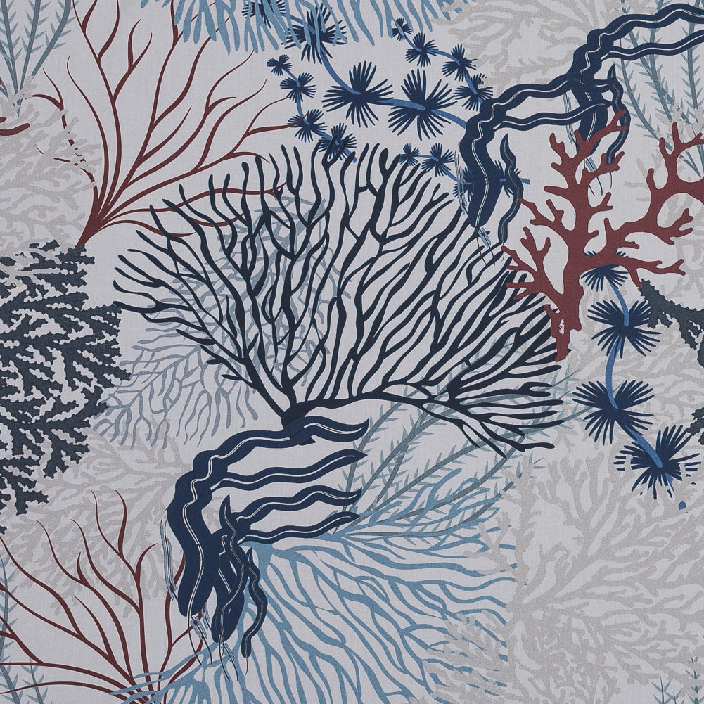 European Parisian Night and Mahogany Coral Reef Cotton Poplin