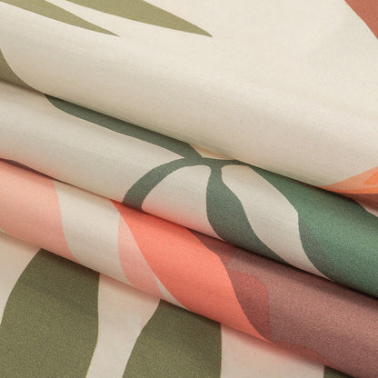 European Ivory, Shell Coral and Burnt Coral Flamingo Printed Cotton Poplin - Detail
