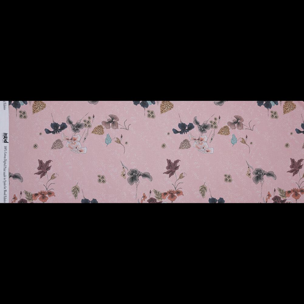 Cotton Poplin - Light Coral Floral and Spots - Flores al Amanecer Print - Mood Exclusive Felipe Collection Folded