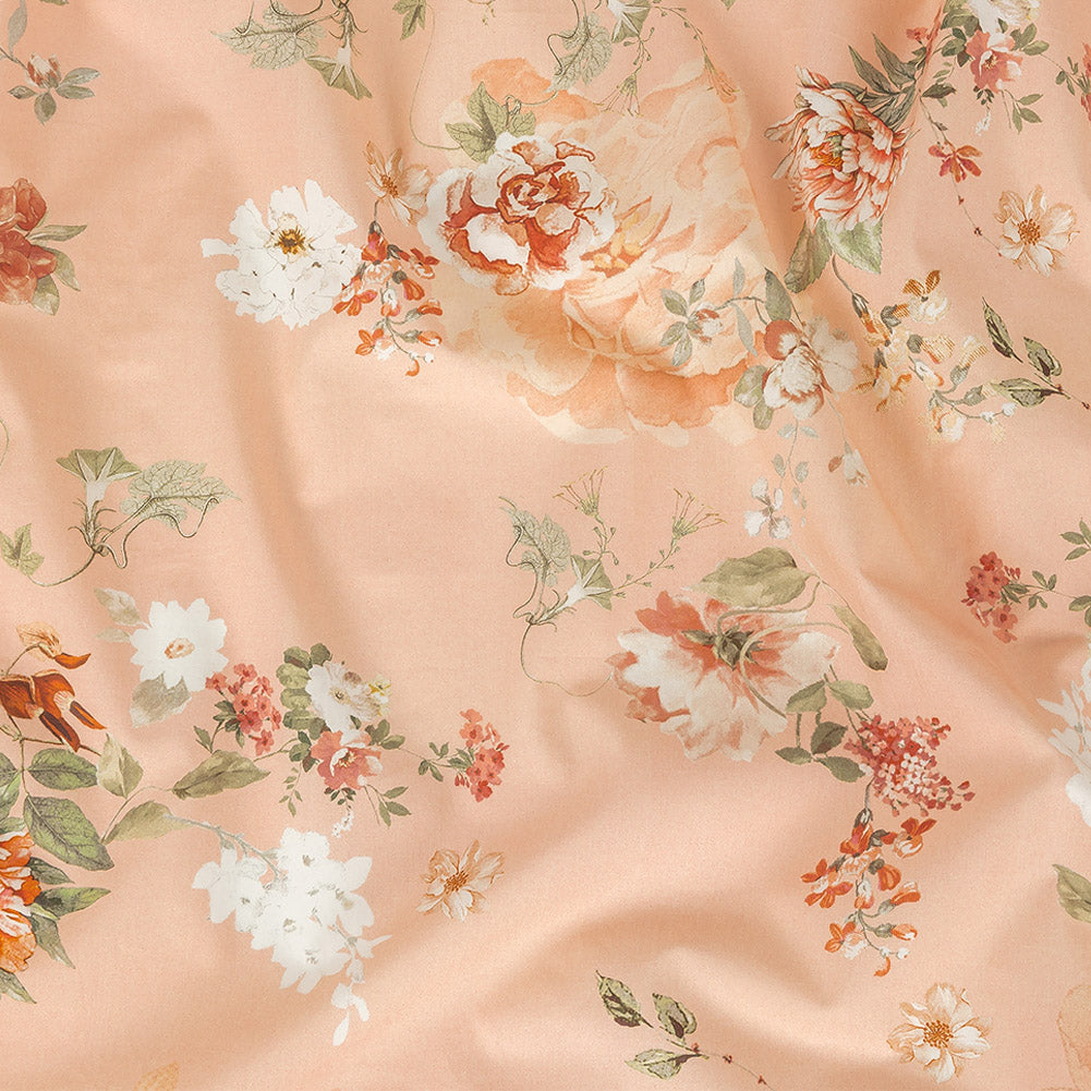 Cotton Poplin - Peach Pink Floral - Flores de las Montanas Print - Mood Exclusive Felipe Collection