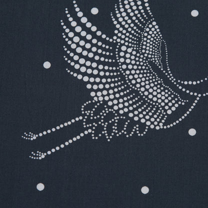 European Black and White Constellation Cranes Cotton Poplin Full