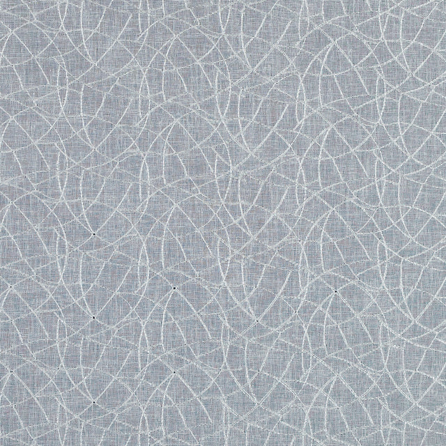 White and Metallic Silver Embroidered Drapery Sheer