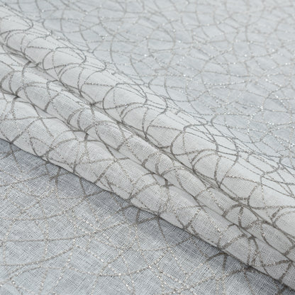 Gray and Metallic Silver Embroidered Drapery Sheer - Folded