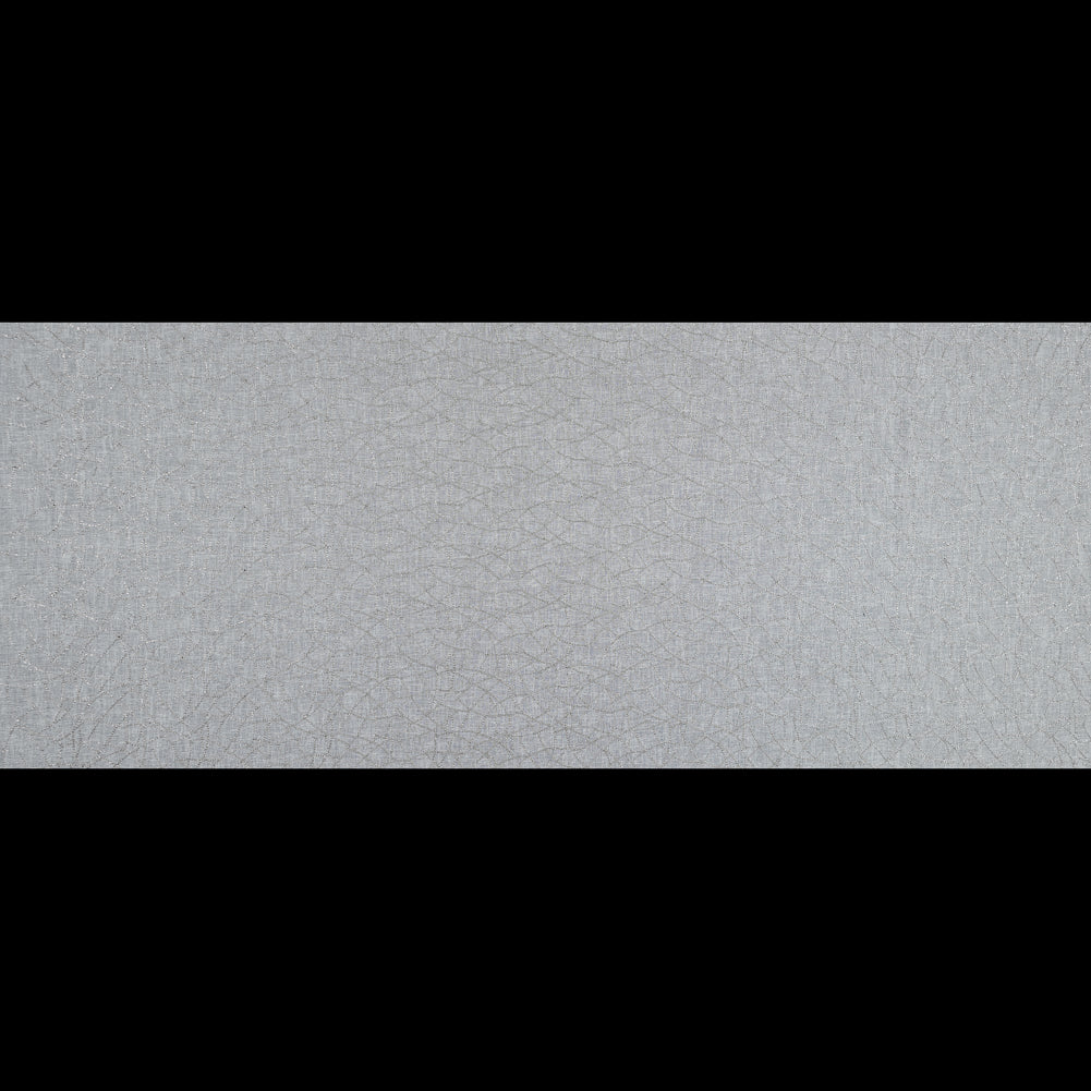 Gray and Metallic Silver Embroidered Drapery Sheer - Full