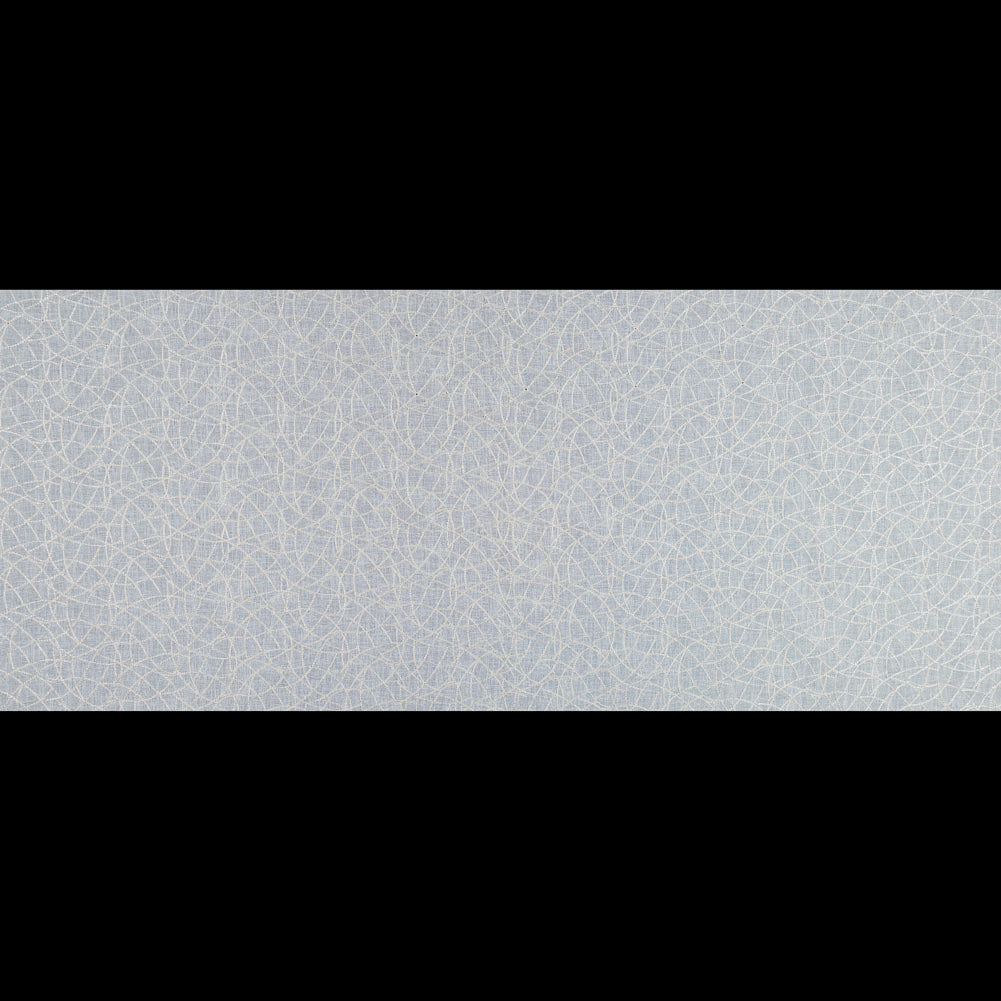 Beige and Metallic Silver Embroidered Drapery Sheer Full