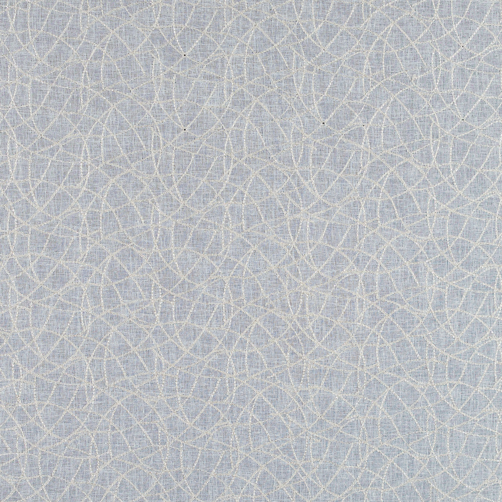 Beige and Metallic Silver Embroidered Drapery Sheer