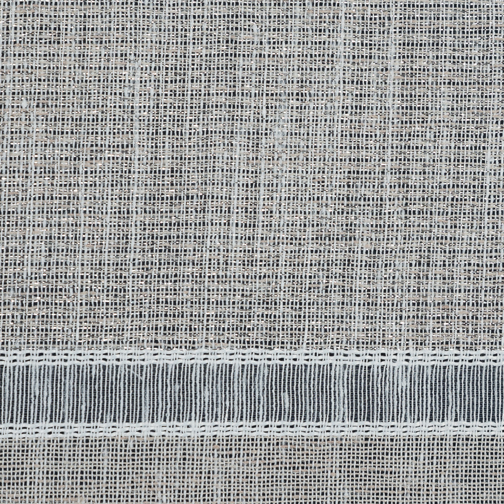 Natural and Metallic Silver Awning Striped Drapery Sheer Detail