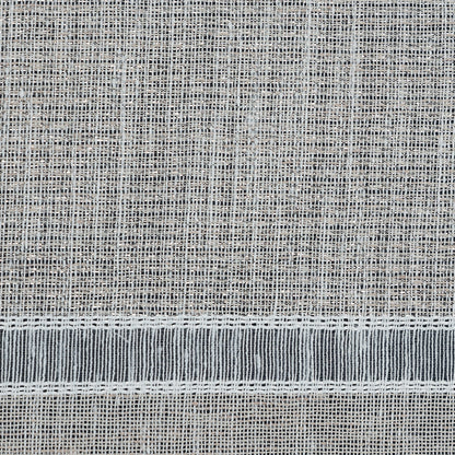 Natural and Metallic Silver Awning Striped Drapery Sheer Detail
