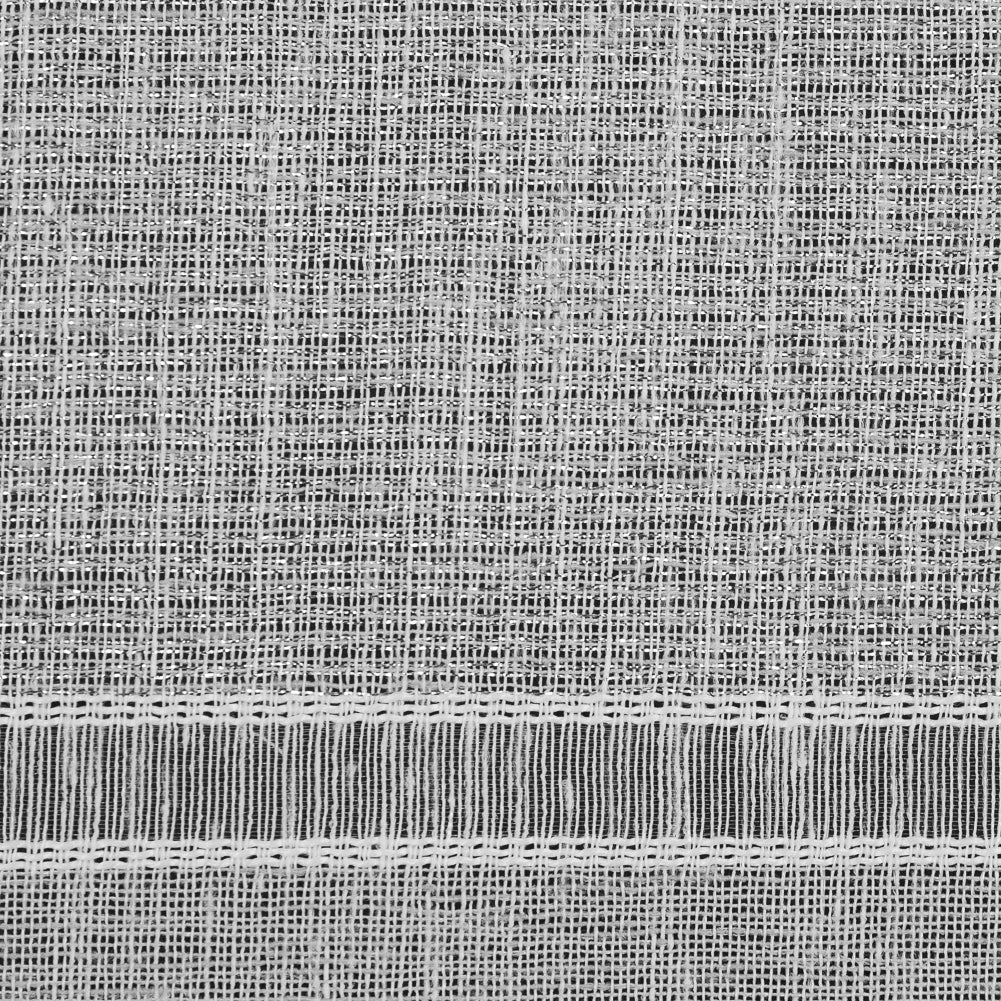 White and Metallic Silver Awning Striped Drapery Sheer - Detail