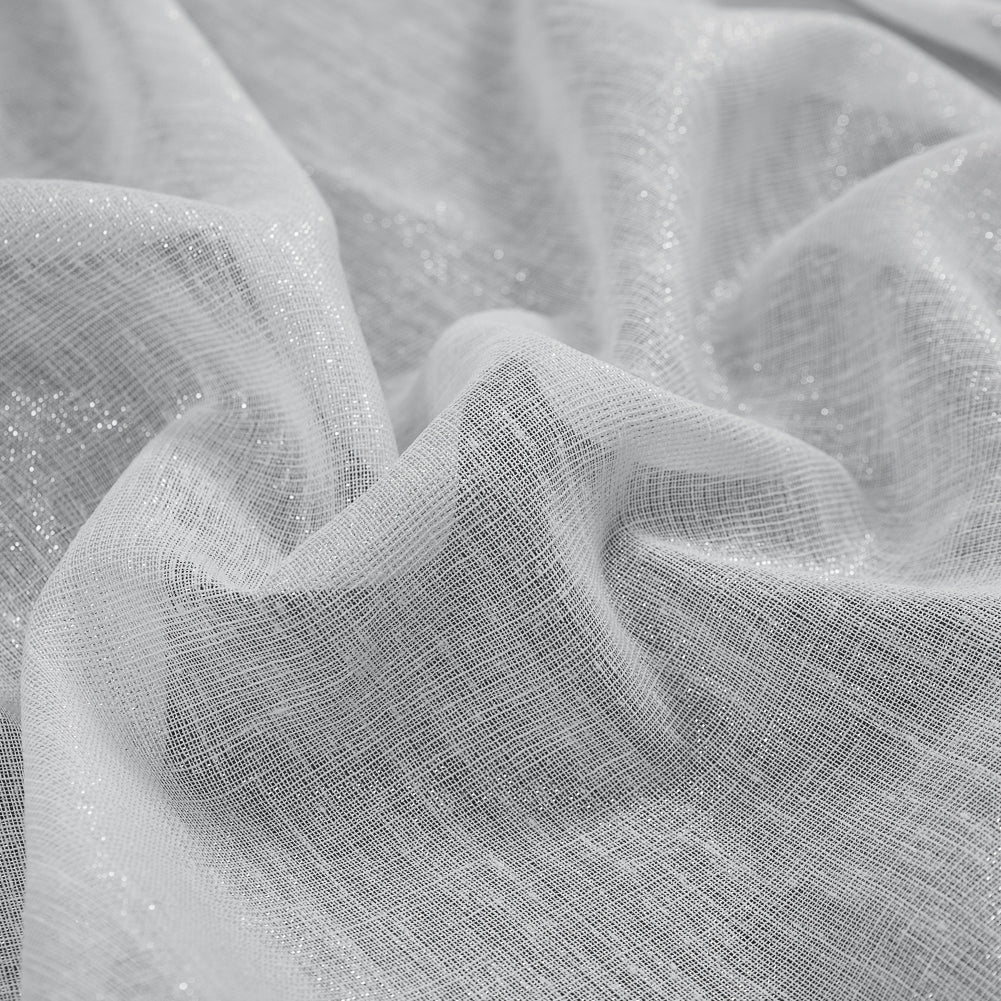 White and Metallic Silver Drapery Sheer - Detail