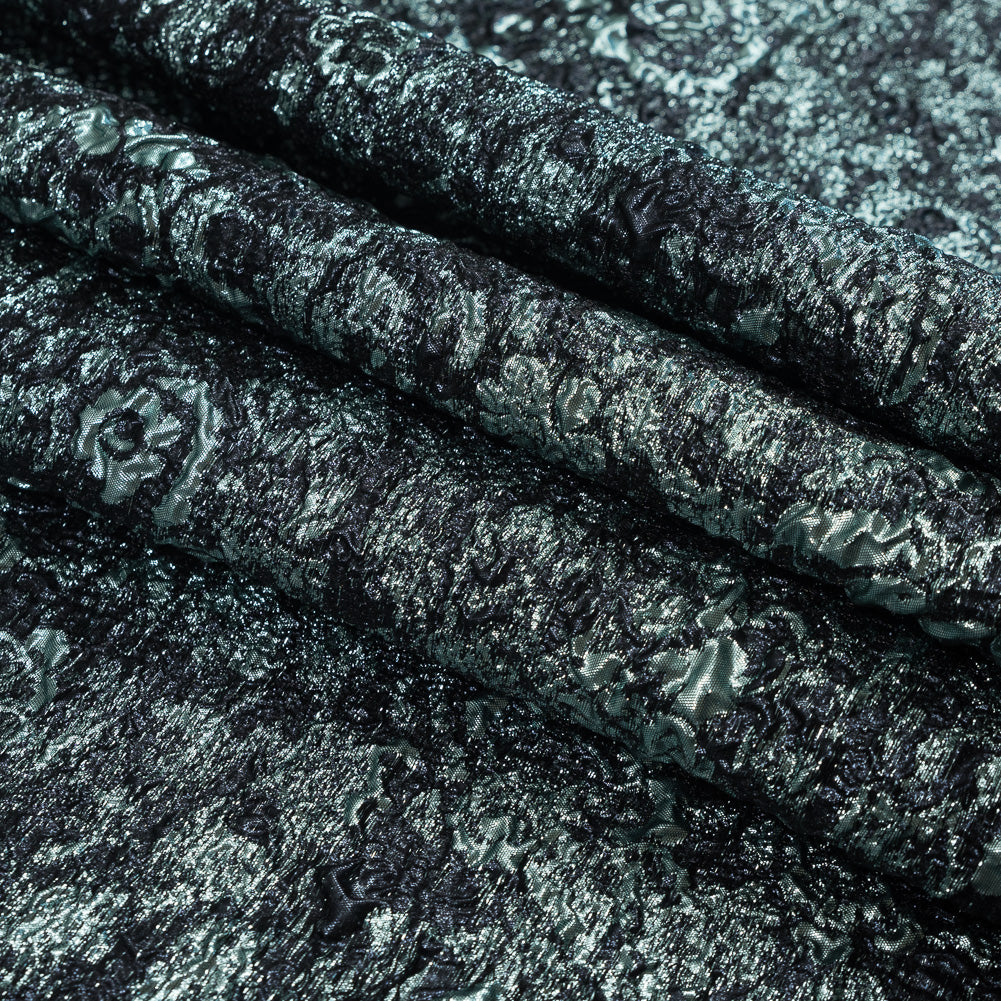 Metallc Blue Abstract Brocade Folded