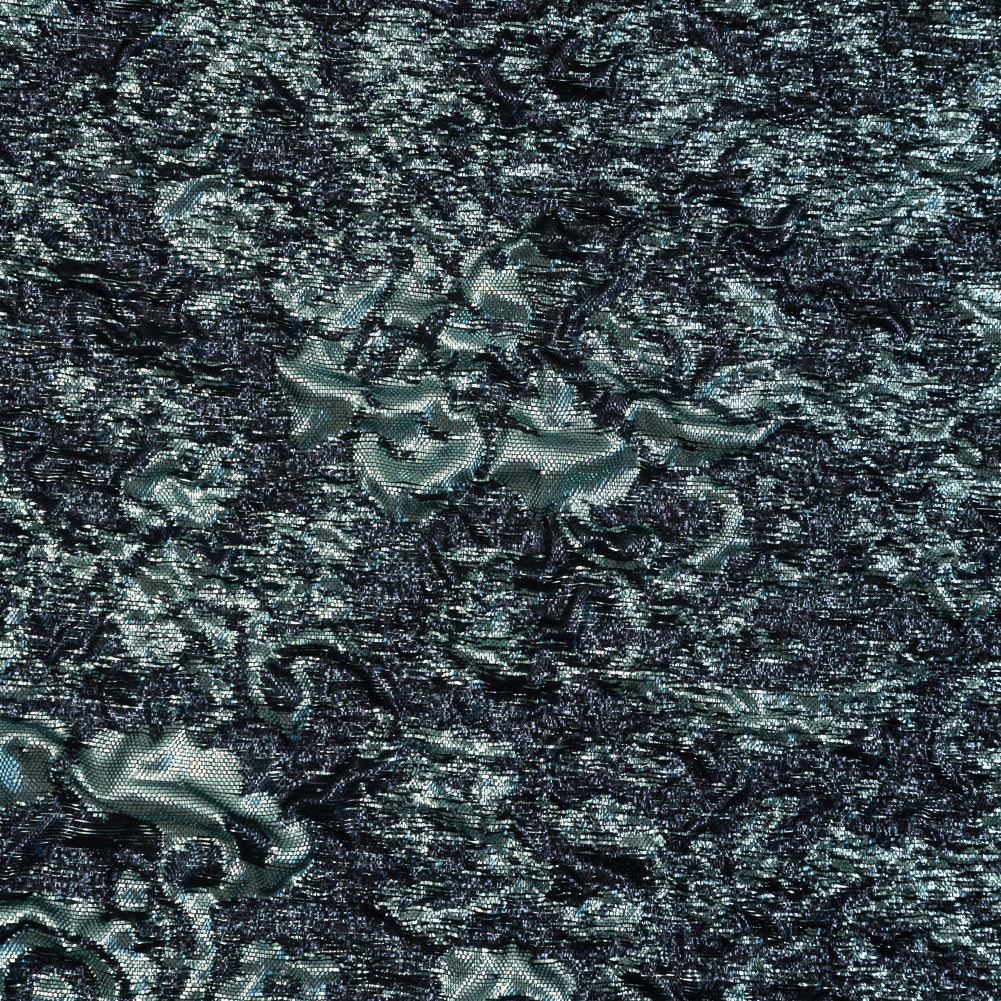 Metallc Blue Abstract Brocade Detail