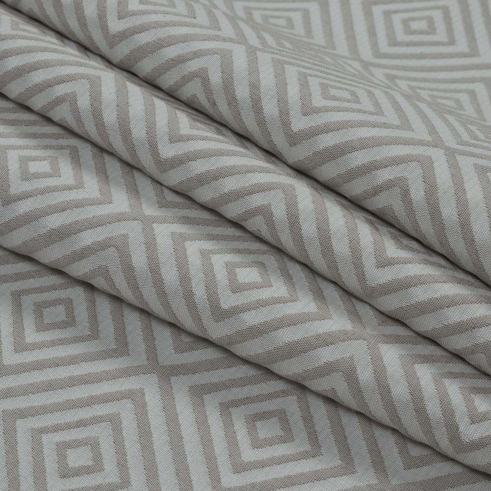 Beige and White Diamond Patterned Jacquard Folded