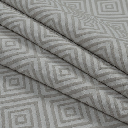 Beige and White Diamond Patterned Jacquard Folded
