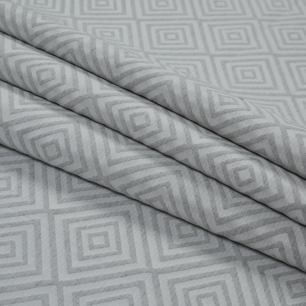 Gray and Off-White Diamond Patterned Jacquard Folded
